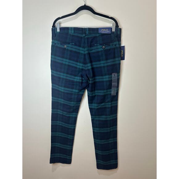 Polo Ralph Lauren NWT Stretch Slim Fit Tartan Chino Sz 33x32 Green Plaid - Picture 8 of 9